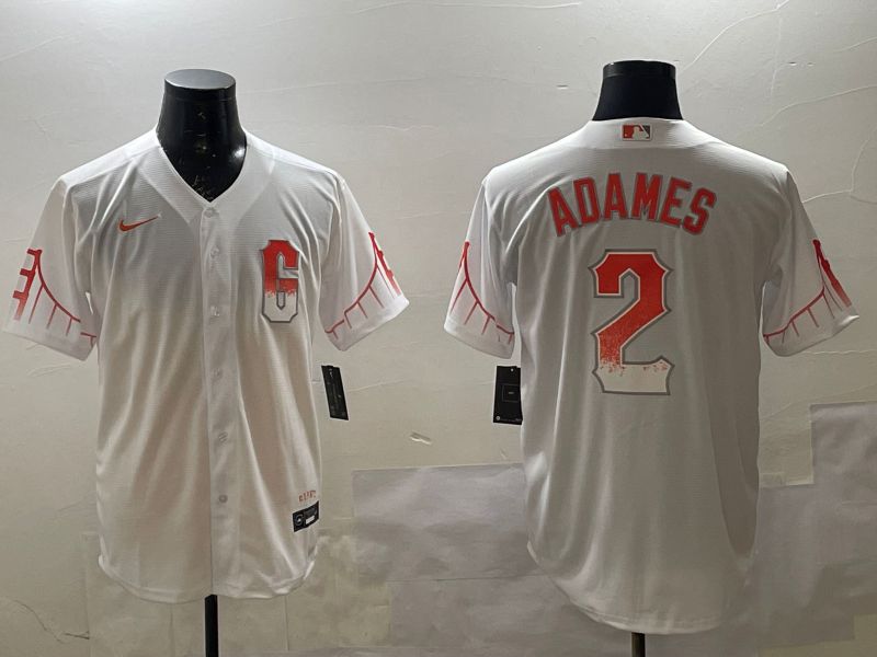 Men San Francisco Giants #2 Adames White City Edition Nike 2025 MLB Jersey style 2->detroit lions->NFL Jersey